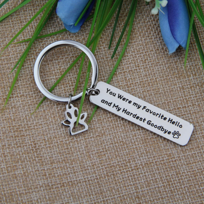 [Australia] - LQRI Pet Memorial Jewelry You are My Favorite Hello My Hardest Goodbye Keychain Loss Pet Gift in Memory Beloved Dog Cat (Silver) 