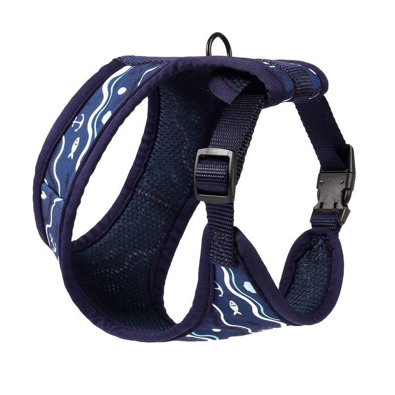 [Australia] - Mile High Life Dog & Cat | Fit Easy Vest Harness | No Choke Pull Step-in | Breathable Soft Mesh | Comfort Padding Puppy Training Halter Medium Girth (15.7"-23.2") Navy/Blue Wave 