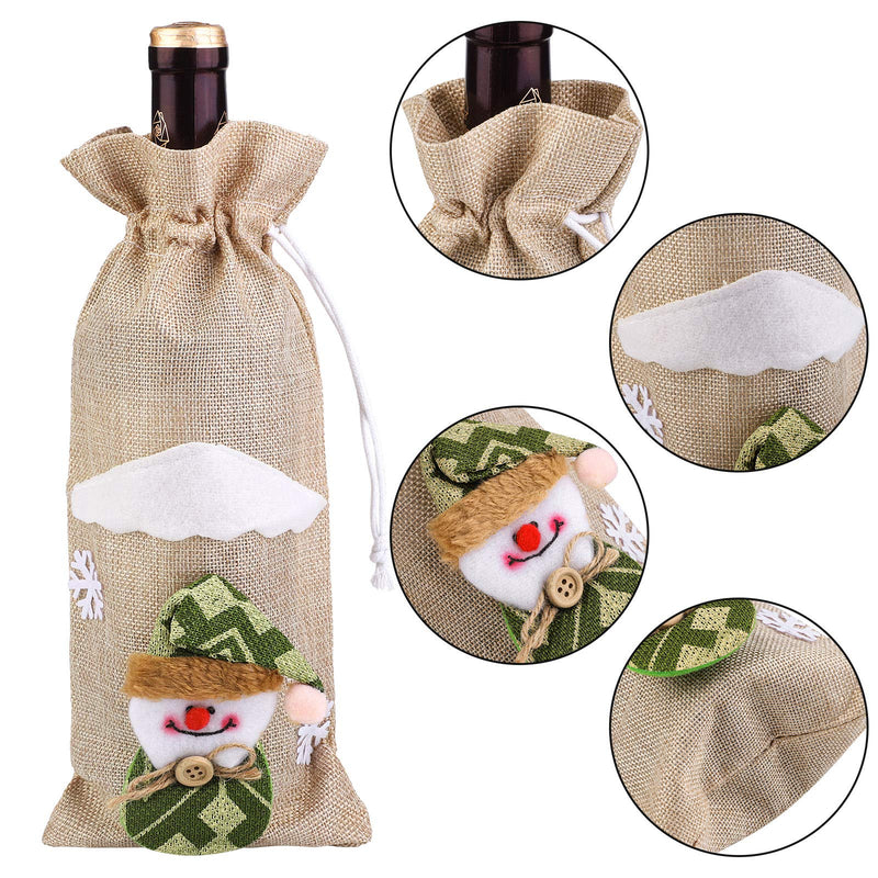 Elcoho 8 Pack Wine Bottle Cover Bags Santa Reindeer Snowman Pattern Christmas Party Table Decoration Christmas Wine Bottle Gift Bags for Home Dinner Party Decoration - PawsPlanet Australia