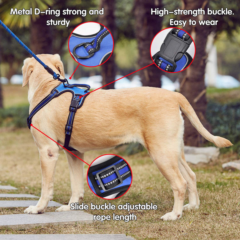 Dog Harness with Dog Leash,No-Pull Dog Harness Safe Reflective Vest Harness Comfortable and Adjustable Oxford Vest with Easy Control Handle for Medium Large Dogs Outdoor Training Walking (Black, S) Black - PawsPlanet Australia