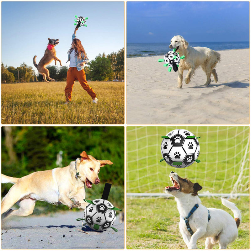 Pet Dog Football Toys,Dog Soccer Ball with Grab,Small Medium Dogs Outdoor Pet Toy Suitable Water/beach/lawn Indoor Best Pet Toy and Dog Tug-of-war Swing Ball with Pump - PawsPlanet Australia