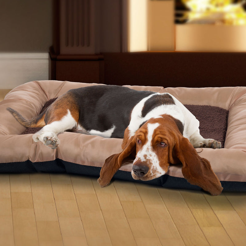 [Australia] - PETMAKER Plush Cozy Pet Bed and Sizes Tan 33" X 24" 