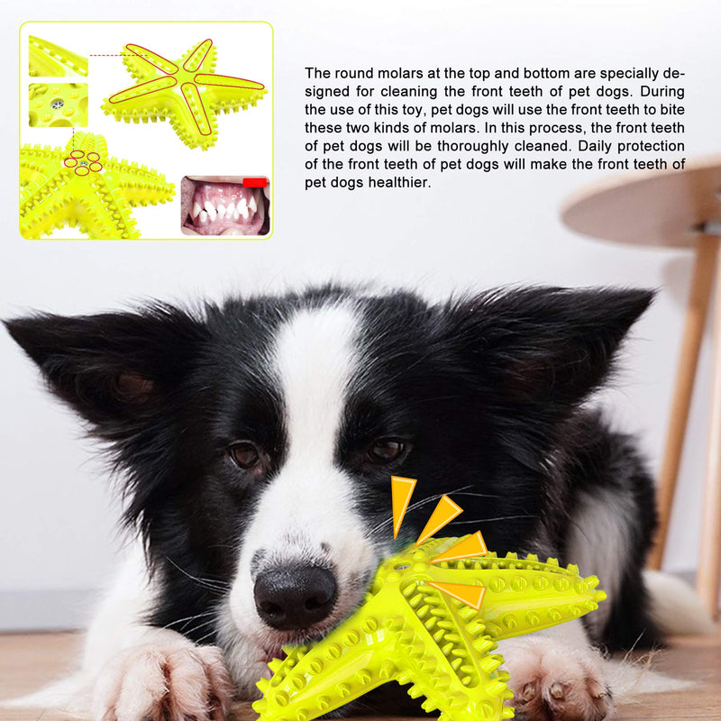 Dog Toothbrush Chew Toy for Teething Chewers Small Medium Breeds Puppy Dogs Durable Squeaky Sound Toys Interactive Throw Toy for Indoor Outdoor Play Teeth Cleaning Yellow - PawsPlanet Australia