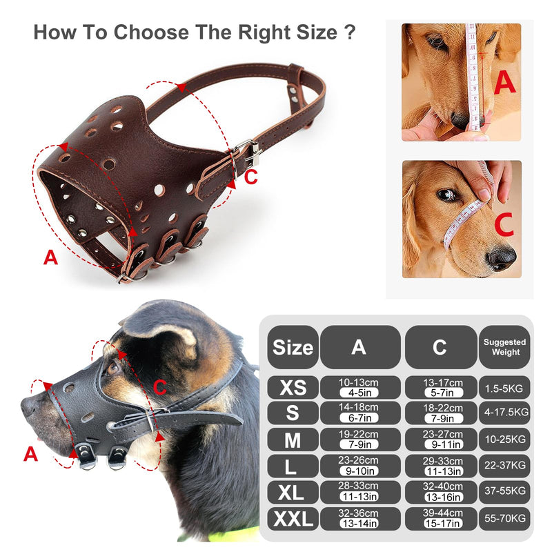 PETCUTE Muzzle Leather Dog Muzzle Anti-barking Dog Muzzle for Large Medium Small Dog XXL Brown - PawsPlanet Australia