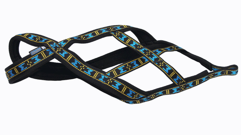 [Australia] - Weight Pulling Sledding Dog Harness X-Back Style Black/Blue XLarge, 22.5" Neck Circumference. 