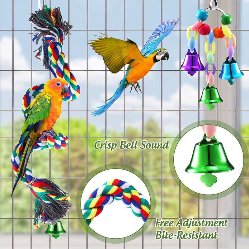 5 Pieces Parakeet Toys for Cage, Cockatiel toys, Bird Perches, Parrot Tree Stand, Bird Rope Perch, Hanging Bell, Hammock Swing Toy for Small Parakeets, Conures, Love Birds, Cockatiels, Macaws, Finches - PawsPlanet Australia