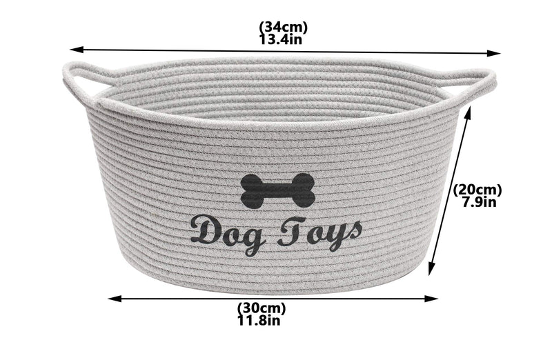 Morezi Durable cotton dog toy box with handle, pet toy basket(grey), toy dog storage - Perfect for organizing puppy small dogs doggies toys, treats, blankets, leashes, clothes - Dog - Gray - PawsPlanet Australia