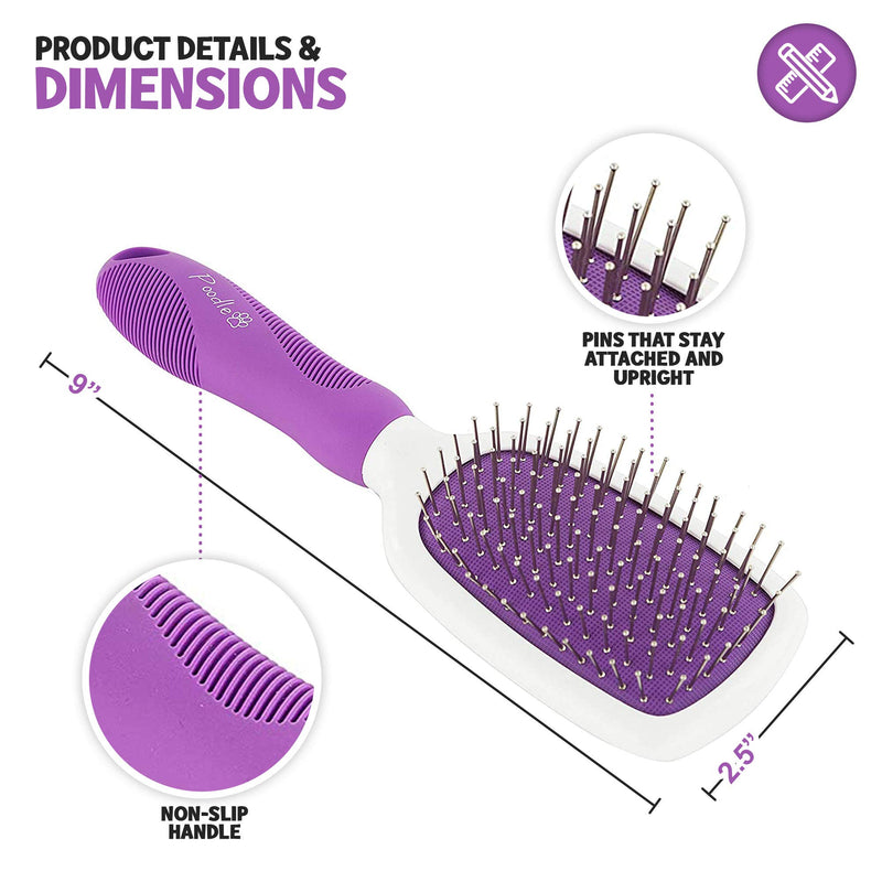 Stainless Steel Grooming Brush For Dogs - Ever Gentle Slicker Brush With Rubber Handle And Hook - PawsPlanet Australia