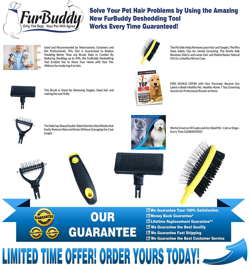 FurBuddy Pet Grooming Brush Kit for Any Type of Dog or Cat - All in One Kit Eliminates Mats & Hairballs - PawsPlanet Australia