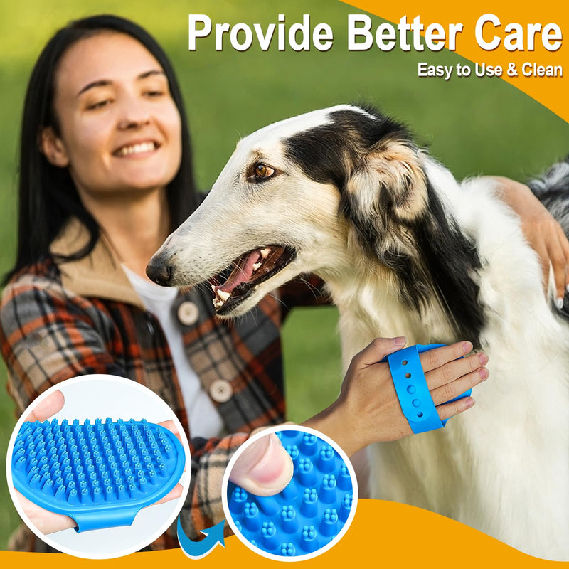 6Pack Dog Bath Brush, Dog Bath Scrubber Shampoo Dispenser Brush, Soft Silicone Shedding & Bath Brush Removes Loose & Shed Hair, Pet Grooming Shower Brush for Washing Short and Long Hair Dogs and Cats Blue - PawsPlanet Australia