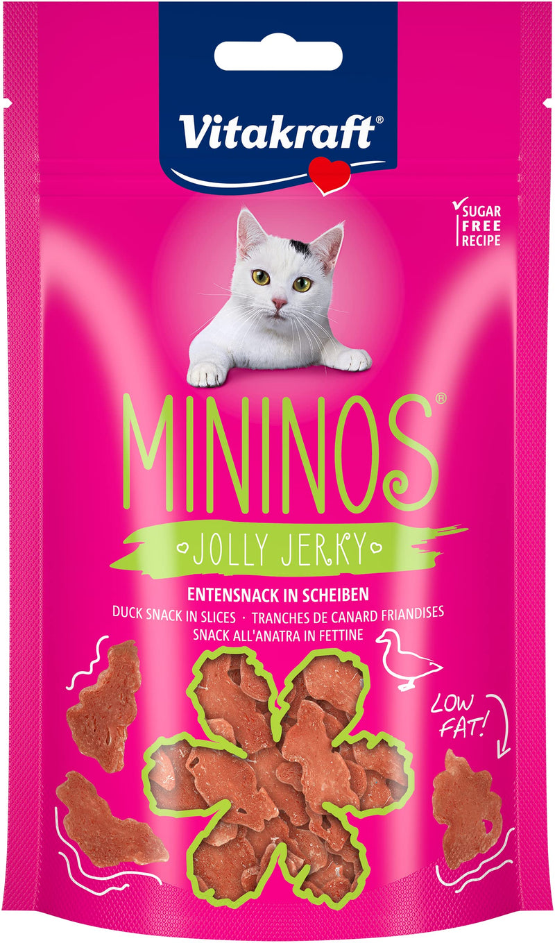 Vitakraft Mininos Jolly Jerky, duck snack in slices, cat snack, to reward and pamper, no added sugar, low fat content (13x 40g) duck - PawsPlanet Australia