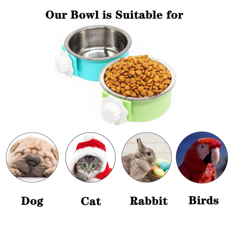 PETWAKEY-ST 2 Pack Crate Dog Bowl, Hanging Kennel Water Bowl Removable & Stainless Steel Pet Cage Food Bowl and Water Feeder Coop Cup for Puppy Medium Dogs Cats Birds Ferret - PawsPlanet Australia