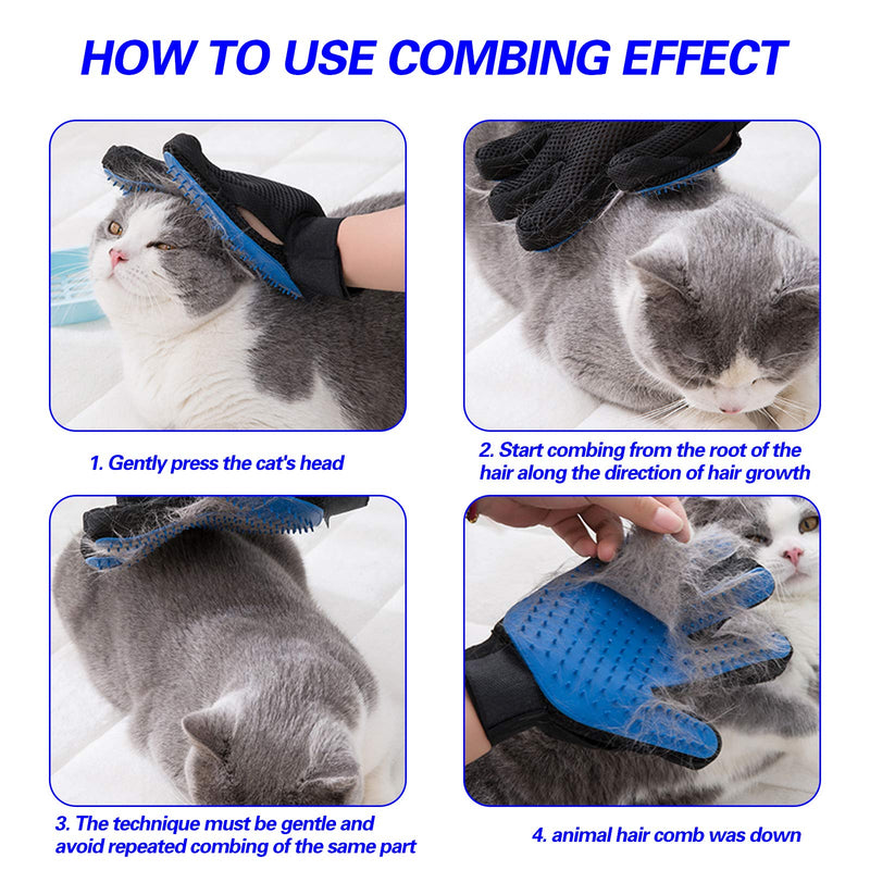 Pet Grooming Gloves For Dogs - Gentle Dog Washing Gloves Efficient Pet Hair Remover Mitt Perfect Five Finger Design Cat Grooming Glove Dog Brush Glove Bathing Supplies 1 Pair (Blue) Blue - PawsPlanet Australia