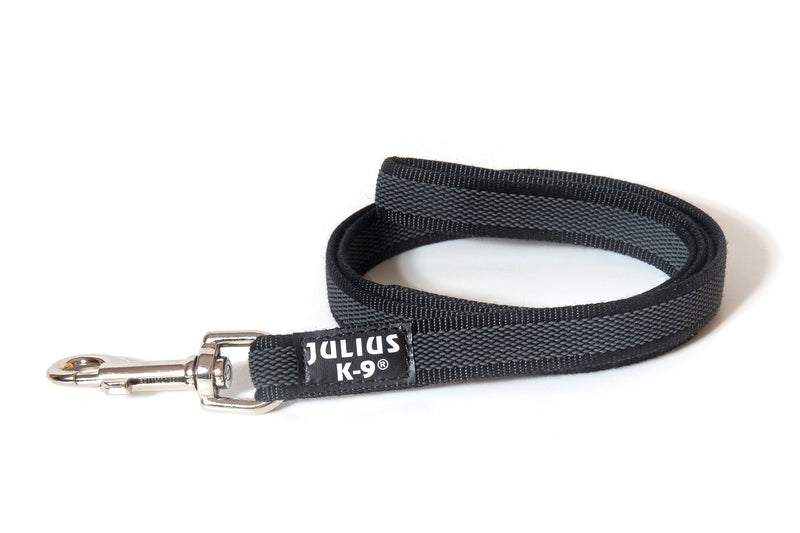 Julius-K9 Color and Gray Collar, 25 mm (39-65 cm), Black-Gray & 216GM-S1 Color and Gray Super-Grip Leash with Handle, 20 mm x 1 m, Black-Gray - PawsPlanet Australia