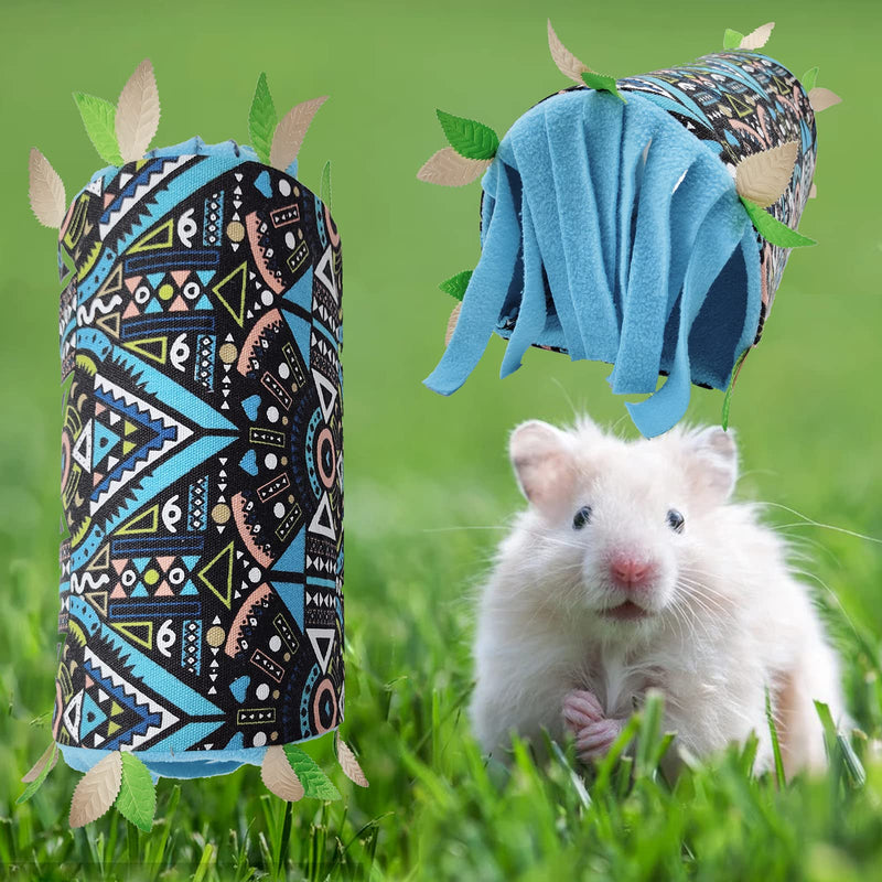 Pet Small Animal Tunnel , Guinea Pig Hideout Bedding Play Tube Toys Hideaway with Fleece Forest Curtain and Removable Soft Mat, Guinea Pig Hamster Rat Accessories Blue - PawsPlanet Australia