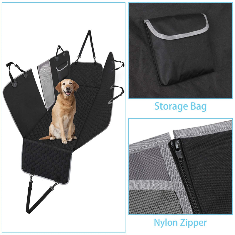 Taygeer Dog Car Seat Cover, Rear Car Seat Cover for Dogs with Mesh Window and Side Flaps Dog Hammock, Washable Waterproof Non slip Pet SUV Car Seat Protector Cover, Dog Car Hammock for Travel - Black Large - PawsPlanet Australia