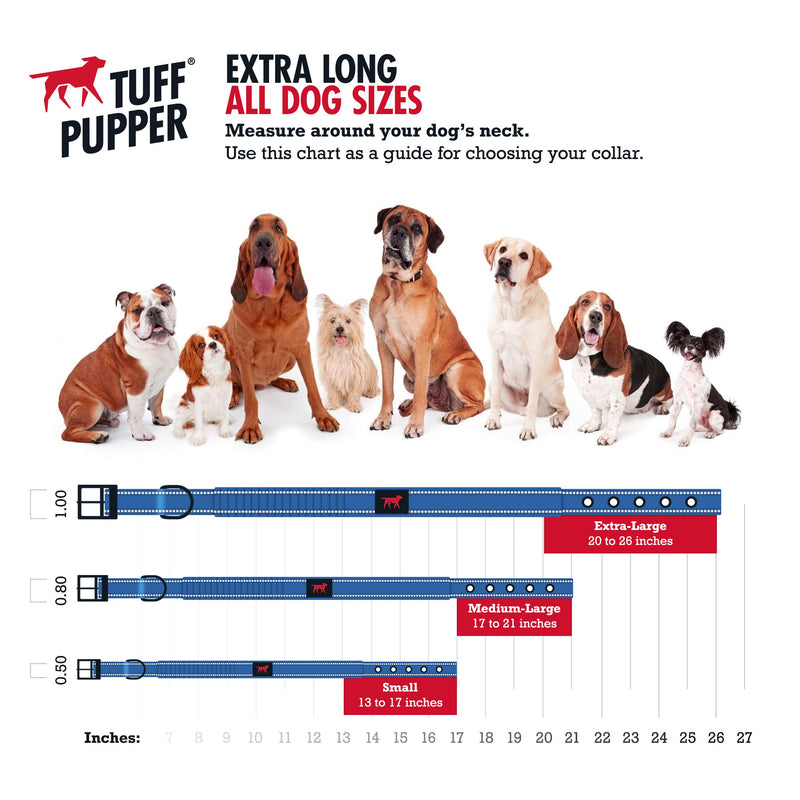 Tuff Pupper Heavy Duty Dog Collar with Handle | Ballistic Nylon Heavy Duty Collar | Padded Reflective Dog Collar with Adjustable Stainless Steel Hardware | Convenient Sizing for All Breeds 13 - 17" Brown - PawsPlanet Australia