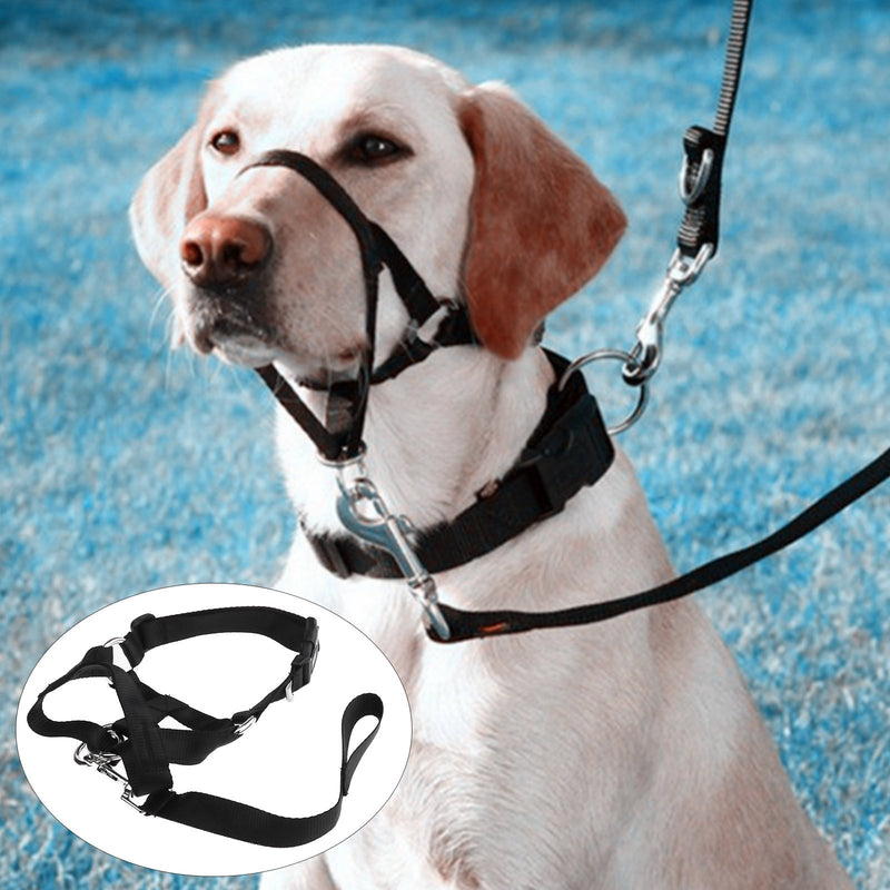[Australia] - Micro Trader Dog Pet Muzzle Adjustable Head Halter Buckle Style Muzzle Halter Stops Dog Pulling Halter Training Black Large 