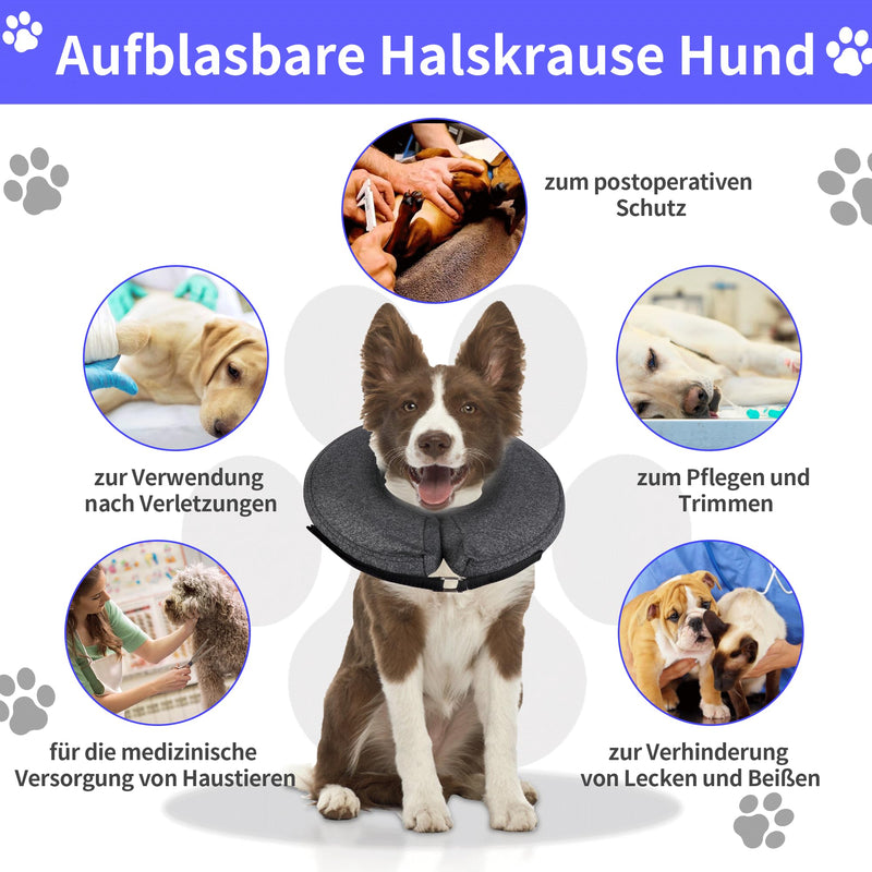 Lollanda Inflatable Neck Brace for Dogs with Adjustable Buckle, Protective Collar for Dogs, Soft, Protective Collar for Dogs, Leak Protection, for After Surgery Injuries Pets Cats Dogs（SS - PawsPlanet Australia