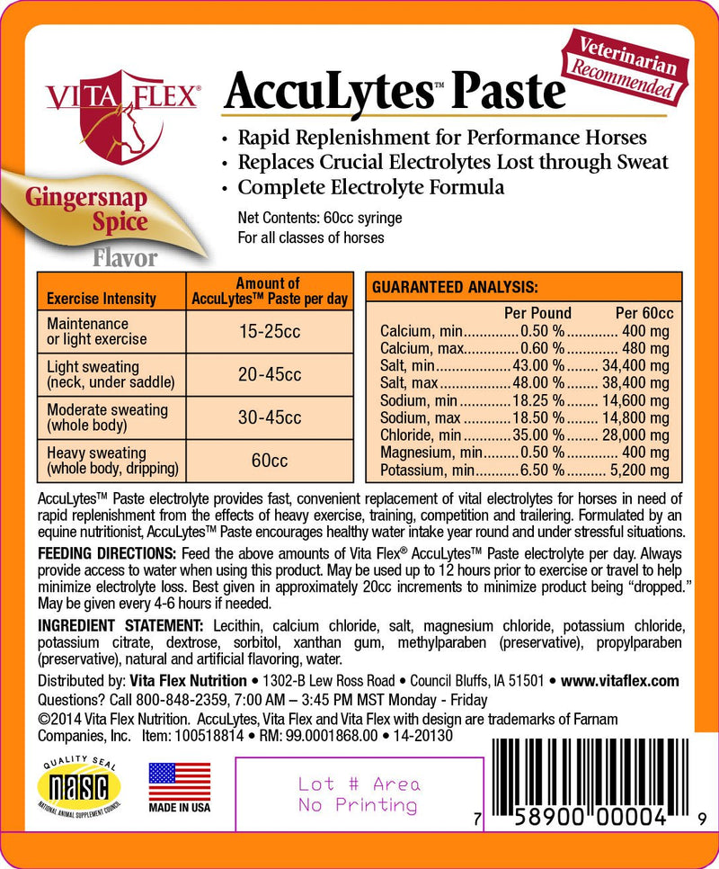 Vita Flex AccuLytes Paste, 60 cc - PawsPlanet Australia
