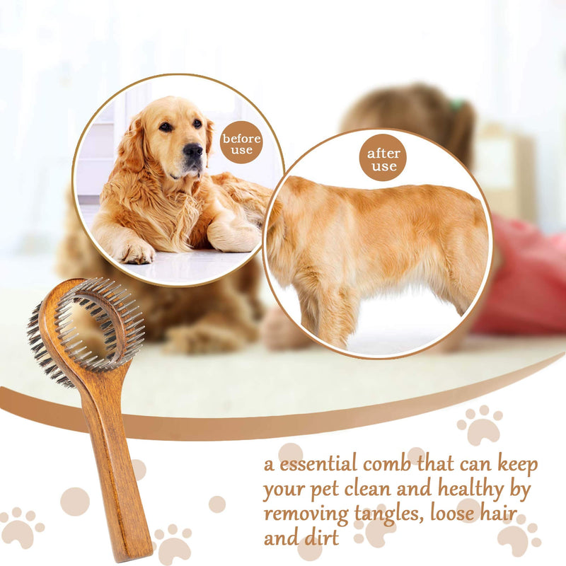 PetGens Dog Undercoat Rake, Grooming Rake for Cats and Dogs, Pet Bristle Brush, Double Sided Wooden Pet Brush For Dogs Cats… - PawsPlanet Australia