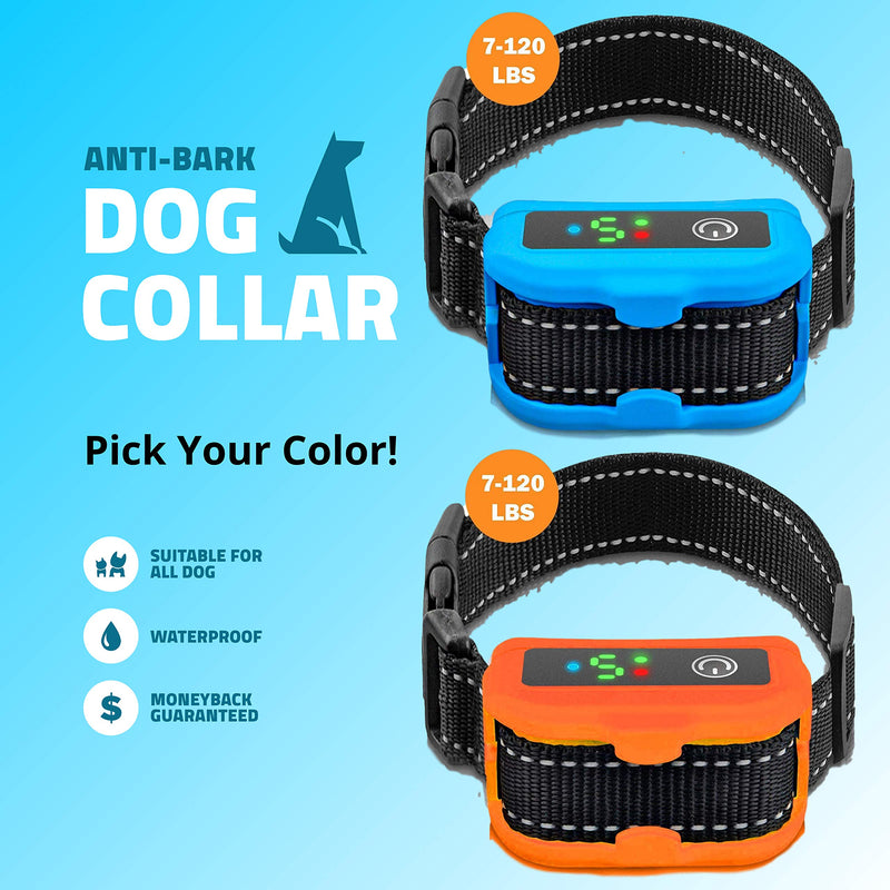 [Australia] - Smart Bark Collar for Dogs - 5 Adjustable Sensitivity Levels of Vibration and No Harm Shock - Upgraded with Detection Technology - Barking Dog Deterrent for Small, Large Dogs Blue 