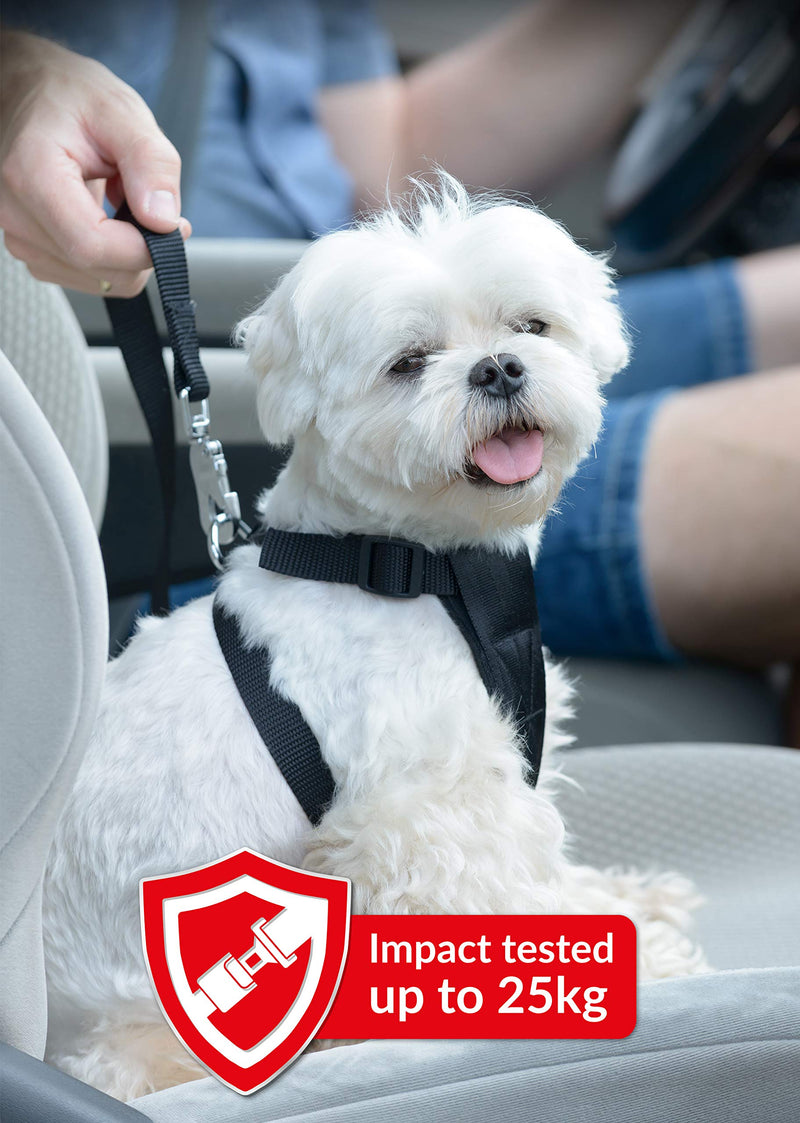 PawPride Dog, Cat & Pet Car Seat Belt Safety Restraint with Adjustable Seat Belt Elastic Bungee Quick Use Comfortable Impact Resistant 25kg Perfect Travel Accessory - PawsPlanet Australia