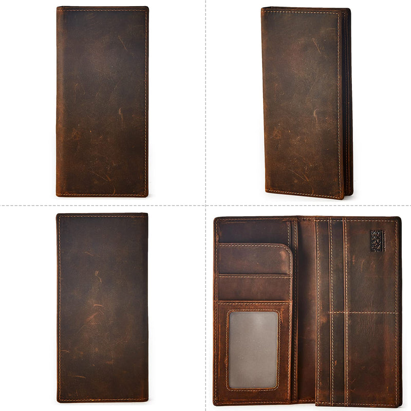BRASS TACKS Leathercraft Men's Wallet in Portrait Format Slim Bifold Vintage Design Minimal Genuine Leather with Card Slots M Dark Brown - PawsPlanet Australia