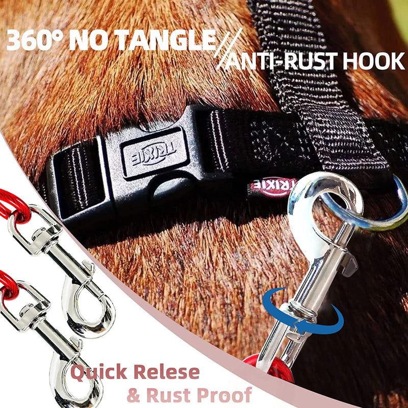 Snagle Paw Dog Tie Out Cable and Stake,Sturdy Dog Stake for Yard and 3m Dog Leash for Camping or Backyard,Great for Medium Large Dogs 3 M red - PawsPlanet Australia