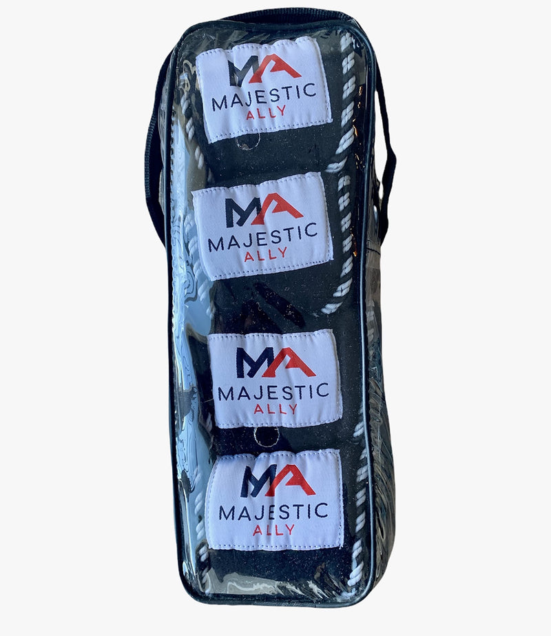Majestic Ally Fleece Polo Leg Wraps with Braided Rope for Horses - Set of 4-5" X 10' Black - PawsPlanet Australia