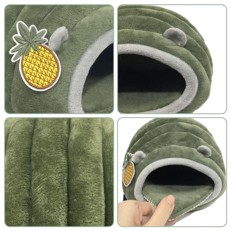 Tierecare Hamster Hideout Guinea Pig House Bed Cozy Habitat Hideaway Warm Cage Accessories for Hedgehog Ferret Chinchilla Small Animal Cute Washable Green Caterpillar - PawsPlanet Australia