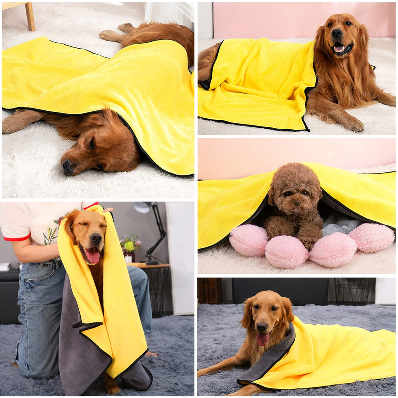 Dog Towel , Legendog 2pcs Dog Bath Towel , Microfibre Fast Drying Soft Absorbent Dog Drying Towels , Large Dog Towel for Puppy（140 x70cm） - PawsPlanet Australia