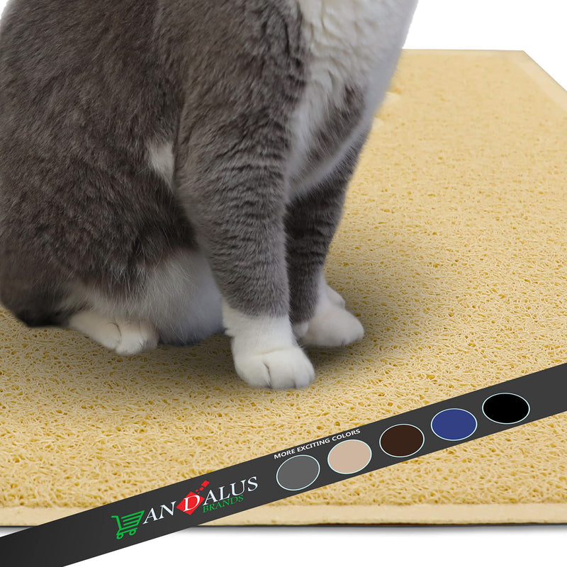 ANDALUS Cat Litter Mat - Kitty Litter Trapping Mat for Litter Boxes - Kitty Litter Mat to Trap Mess, Scatter Control - Washable Indoor Pet Rug and Carpet - Beige, Small (15.75" x 11.75") Small (15.75" x 11.75") - 1 Pack - PawsPlanet Australia
