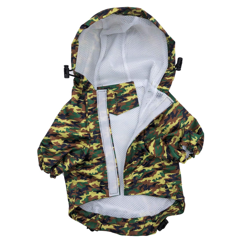 for Small Pet Cat Dog Raincoat Hoodie Coat Waterproof Rain Jacket Rainwear (XXS: Length - 8", Camouflage) XXS: Length - 8" - PawsPlanet Australia