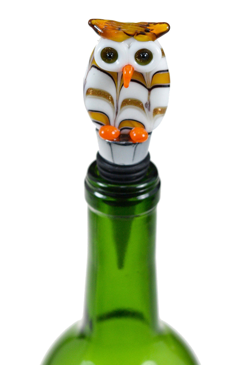 Gold Owl Wine Stopper - Champagne/Wine Bottle Stopper, Decorative, Colorful, Unique, Eye-Catching Glass Wine Stoppers – Glass Owl Decor, Wine Accessories Gift for Host/Hostess - Wine Corker / Sealer - PawsPlanet Australia