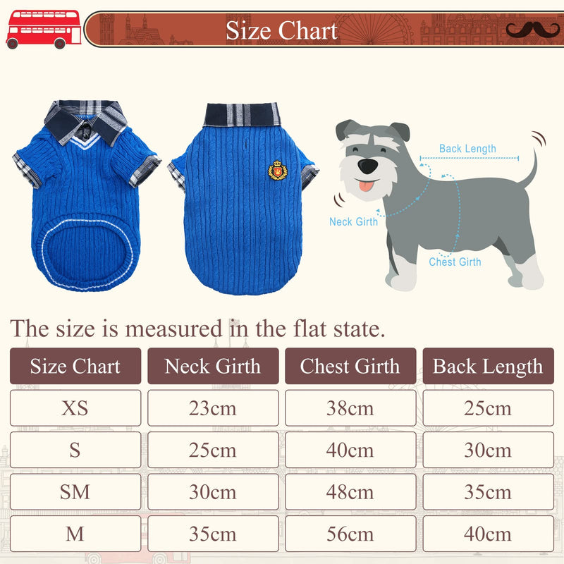 PUPTECK Classic Dog Winter Jumpers - Soft Warm Dog Cold Weather Sweater Knitted Clothes for Puppies Small Medium Dogs Indoor Outdoor Wearing XS: chest girth: 38cm, neck girth: 23cm Blue - PawsPlanet Australia