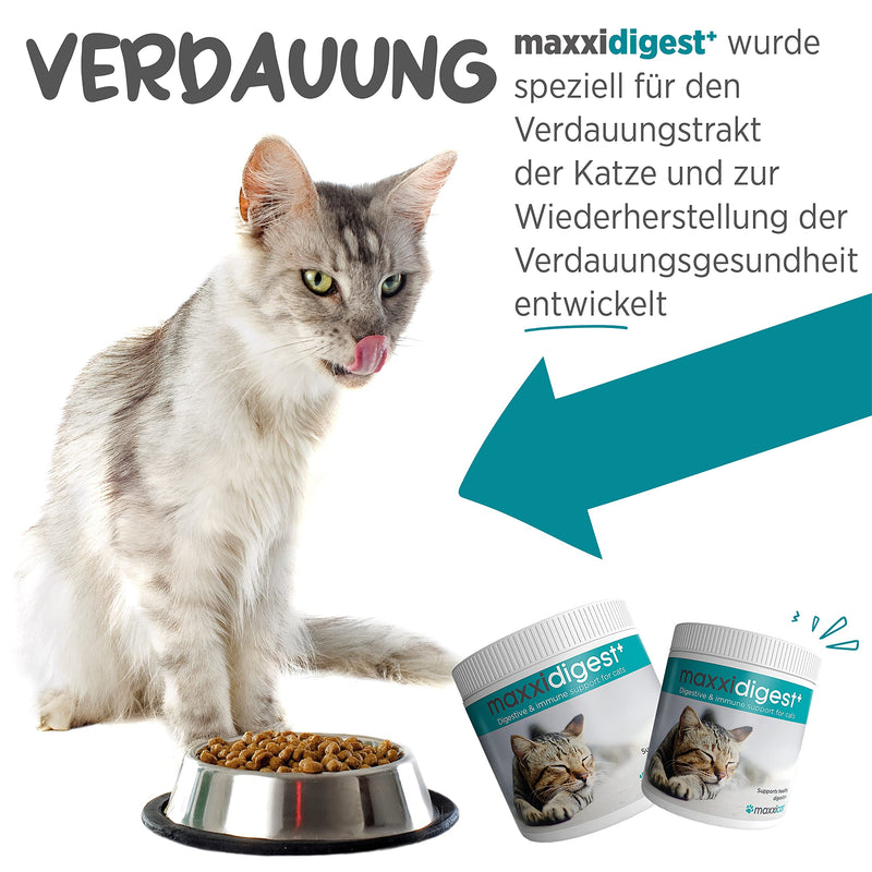 maxxicat - maxxidigest+ probiotics, prebiotics & digestive enzymes for cats - advanced support for the digestion and immune system of cats - no GMO powder - powder 200 g 200 g (pack of 1) - PawsPlanet Australia