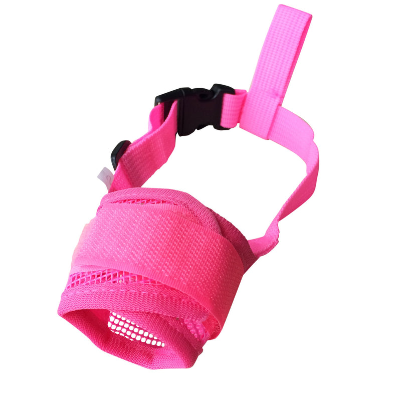 [Australia] - FUNPET Dog Muzzle Adjustable for Biting Chewing Licking and Barking Puppy Pet with Soft Mesh Medium Pink 