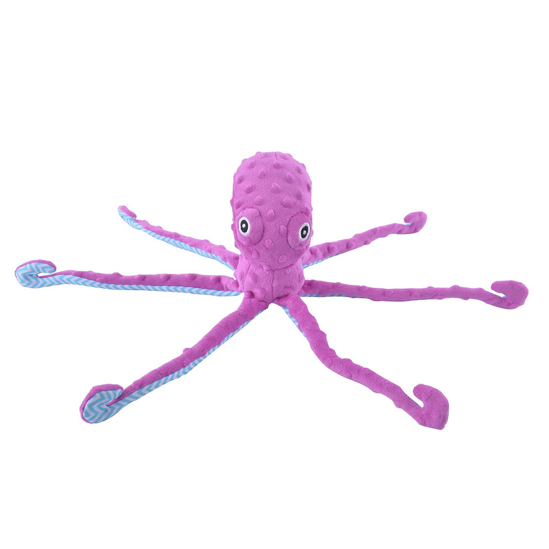 [Australia] - EXPAWLORER Best Squeaky Dog Plush Toys Pet Puppy Soft Treat Chew Toy Interactive for Small to Medium Breeds Dogs Cats Playing Octopus Design 17" Purple 