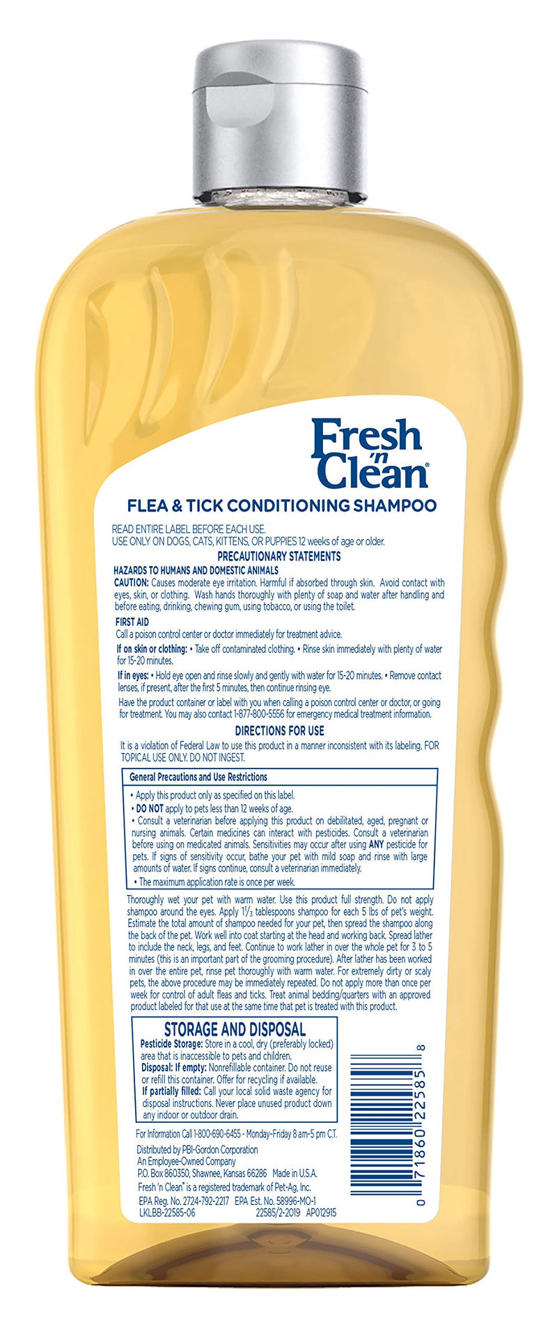 [Australia] - Fresh'n Clean Flea and Tick Small Pet Conditioning Shampoo, 18-Ounce 