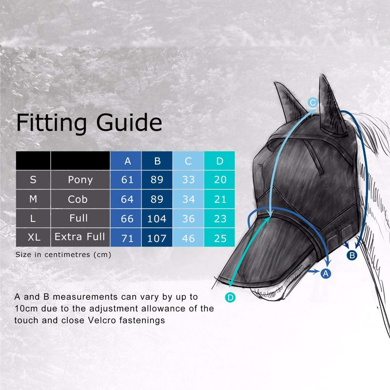 xiny Horse Fly Mask Full Face with Ears Nose Fleece Padded Anti UV Soft Mesh Comfort Face Protection from Flies Bugs Bites L-Full - PawsPlanet Australia