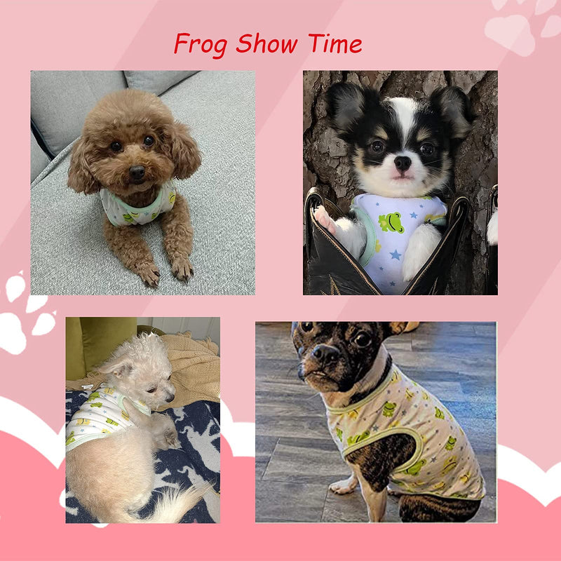 PETCARE 2 PCS Cotton Dog Shirts Pet Shirts Cartoon Print Dog T-Shirt Vest Pet Clothing Puppies Clothes for Small Dogs Doggie Spring Summer Apparel(XS(Chest: 26cm/10.24inch), 2 STYLE) X-Small Frog+Strawberry - PawsPlanet Australia