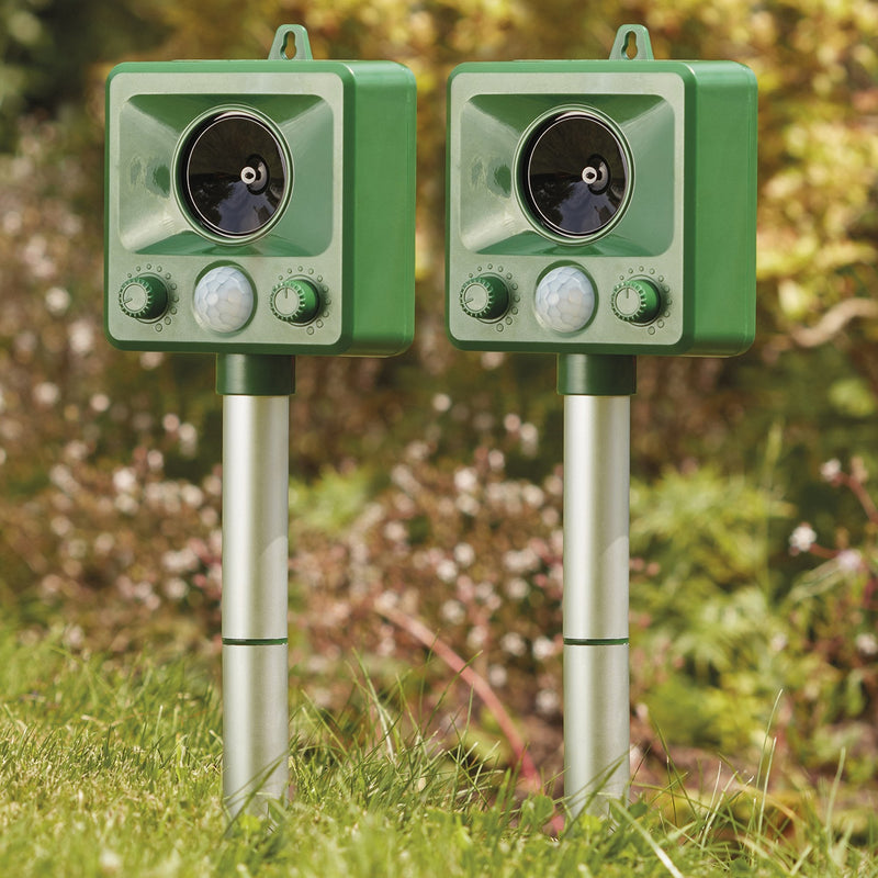 Pest XT Battery Powered Ultrasonic Motion Sensor Activated Cat Animal/Wildlife Repeller, Deters Unwanted Garden Pests (Green X2) - PawsPlanet Australia