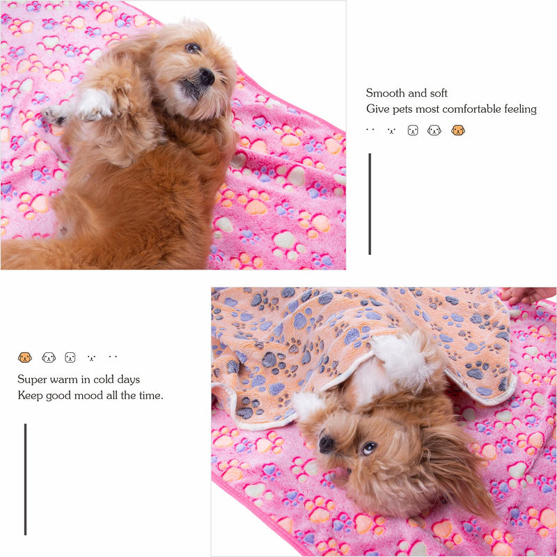 2 Pieces Puppy Blankets Pet Dog Blanket Large Washable Soft Warm Coral Fleece Blankets for Pets Dog Kitten Puppy Sleep Bed Cover (104 x 76cm/40x30 inch, Pink and Coffee) Pink+coffee - PawsPlanet Australia