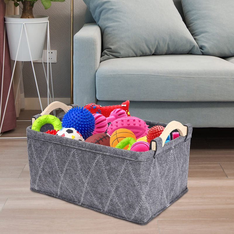 Brabtod Felt pet Toy Box and Dog Toy Storage Baskets Bin, Perfect for organizing pet Toys, Blankets, leashes and Food-Gray Gray - PawsPlanet Australia