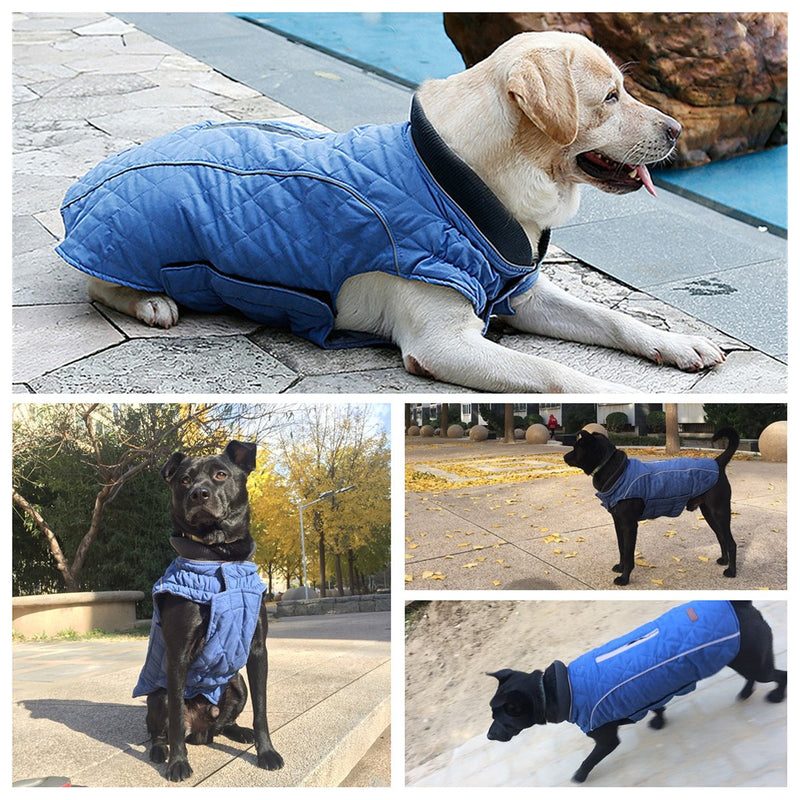 TFENG Reflective Dog Jacket, Dog Coat Warm Padded Puffer Vest Puppy Jacket with Fleece, Blue S - PawsPlanet Australia