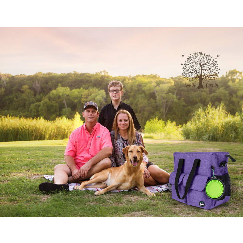 Teamoy Travel Bag for Dog Gear, Pet Supplies Tote Bag for Carrying Pet Food, Treats, Toys and Other Essentials, Ideal for Travel, Camping or Day Trips, Purple - PawsPlanet Australia