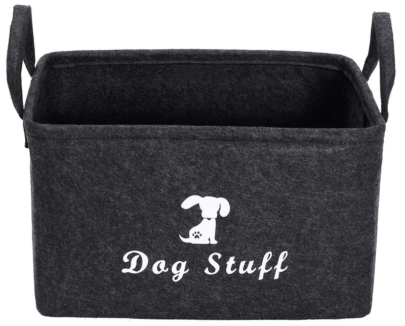 Geyecete Dog Apparel & Accessories/Dog toys/Pet supplies storage Basket/Bin with PU Handles, Collapsible & Convenient Storage Solution for Office, Bedroom, Closet, Toys, Laundry(Dark Grey) Dark Grey - PawsPlanet Australia