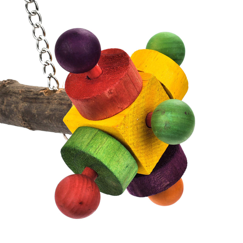 PARROT ESSENTIALS Natural Wood Swing with Double Twirlers - Colourful Wooden Swing for Parrots, Cockatoo, Conure and More - Hanging Toy Pet Swing - Parrot Toy Nest Swing Encourages Foot Exercise - PawsPlanet Australia