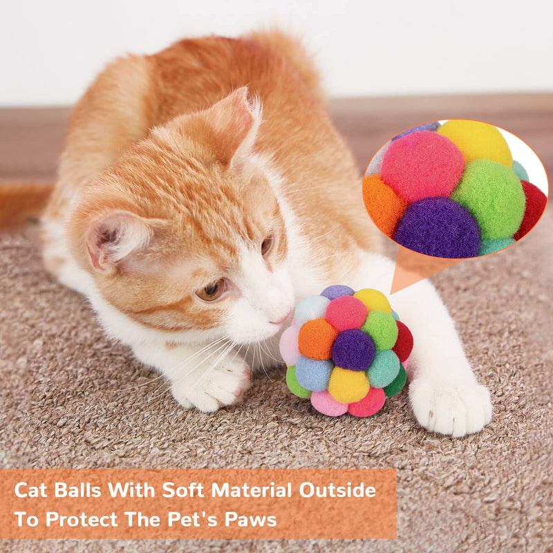 Cat Toys Ball, Woolen Yarn Cat Toy Balls with Bell and Cat Fuzzy Balls, Interactive Cat Toys for Indoor Cats and Kittens, Cat Kitten Chew Toys, 6 Pack - PawsPlanet Australia